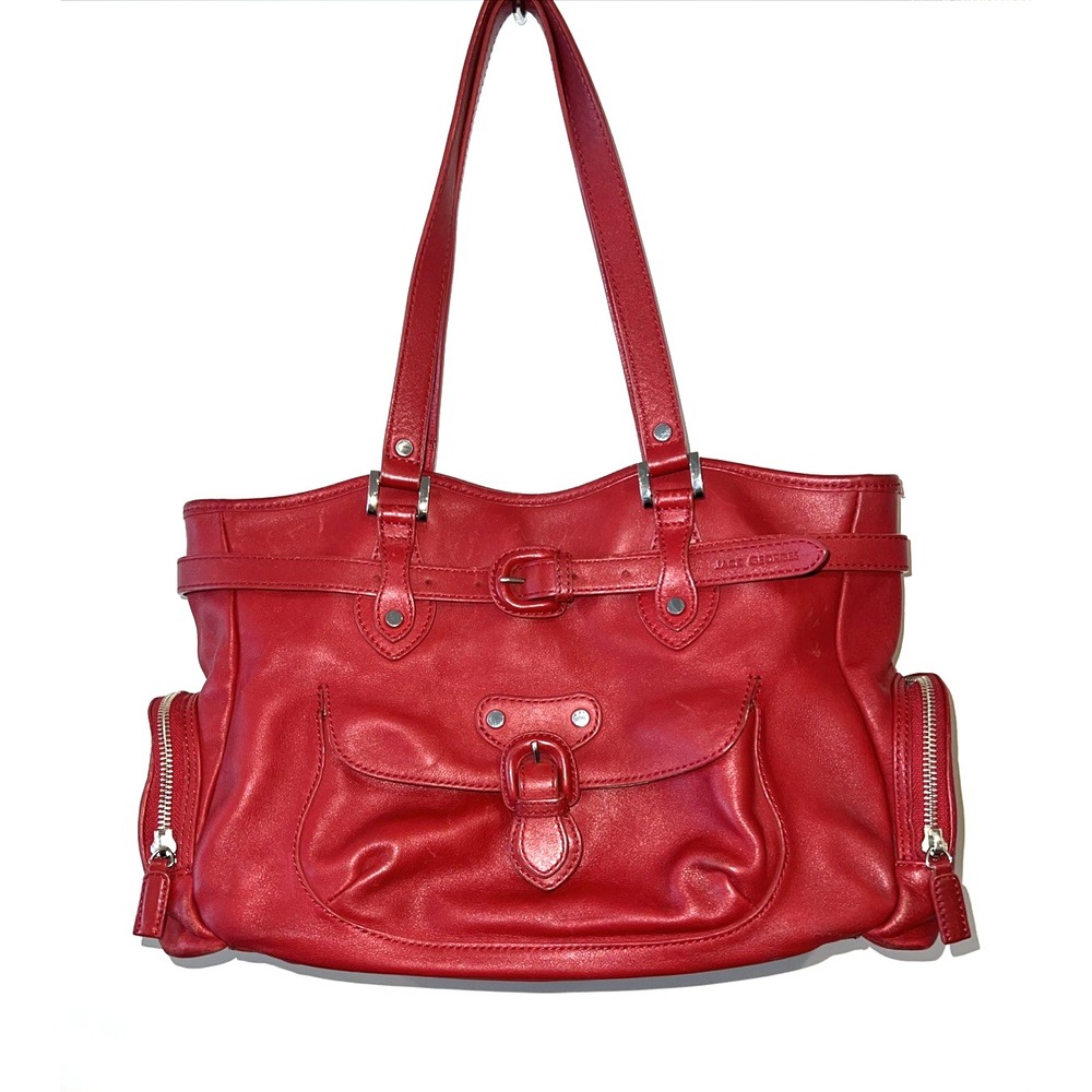 Jack Georges Lexington Collection Sophia Leather Shoulder Bag Handbag Tote Red